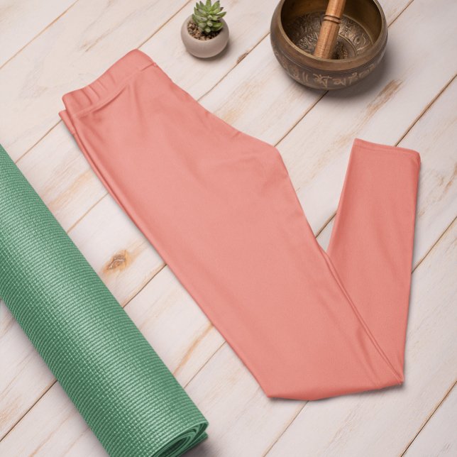 Autumn Trend Colour Coral Sunset Solid Leggings (Creator Uploaded)