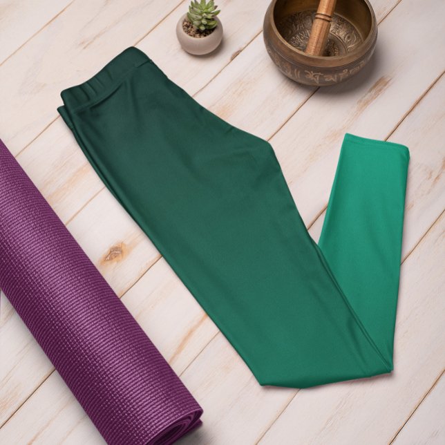 Autumn Trend Colour Jade Green Ombre Leggings (Mockup 1 Jade Green)