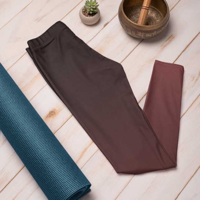 Autumn Trend Colour Mahogany Brown Ombre Leggings (Mockup 1 Mahogany Brown)