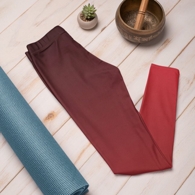 Autumn Trend Colour Vibrant Red Ombre Leggings (Mockup 1 Vibrant Red)