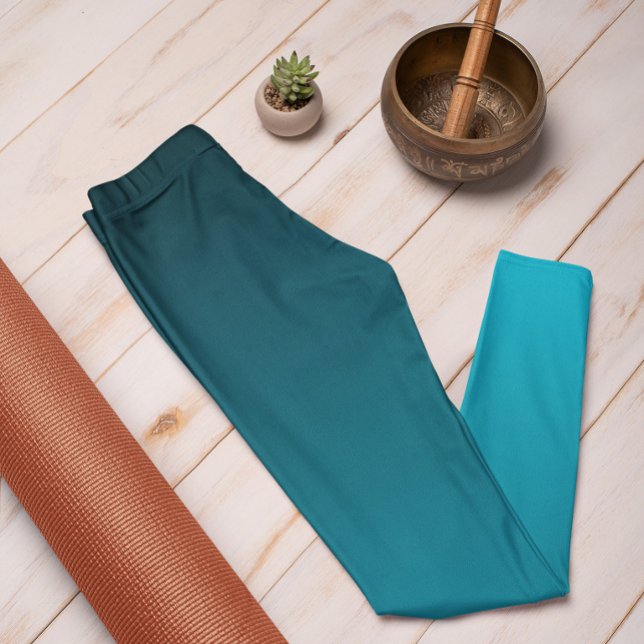 Autumn Trend Colour Vivid Cyan Ombre Leggings (Mockup 1)