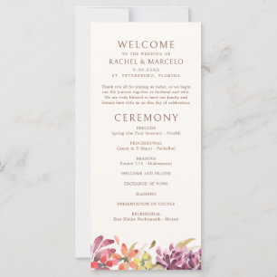 Autumn Tropical Floral Abstract Wedding Program