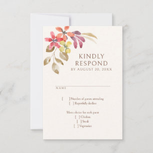 Autumn Tropical Floral Abstract Wedding RSVP Card