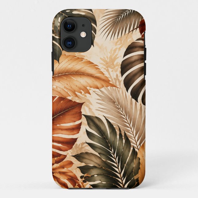 Autumn Tropical Monstera Botanical Pattern Case-Mate iPhone Case (Back)