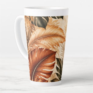 Autumn Tropical Monstera Botanical Pattern Latte Mug