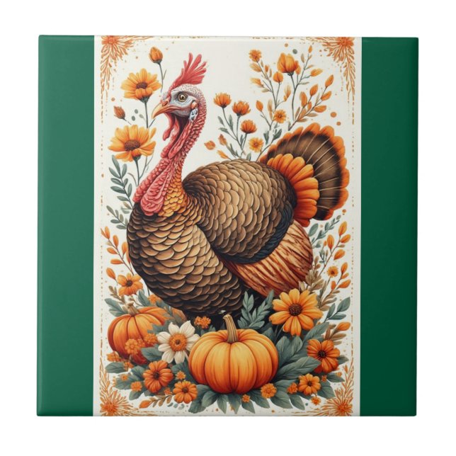 Autumn Turkey Celebration Tile (Front)