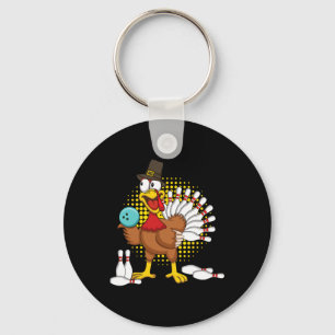Autumn Turkey Funny Thanksgiving Turkey Bowling Key Ring