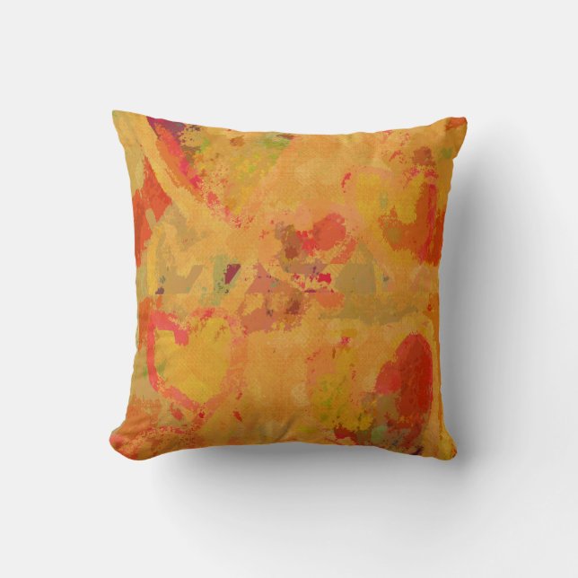 Autumn Tuscan Colours Abstract Hearts Pattern Cushion (Front)