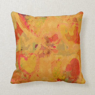 Autumn Tuscan Colours Abstract Hearts Pattern Cushion