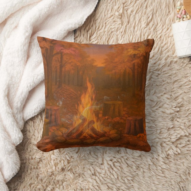 Autumn Twilight Bonfire Cushion (Blanket)