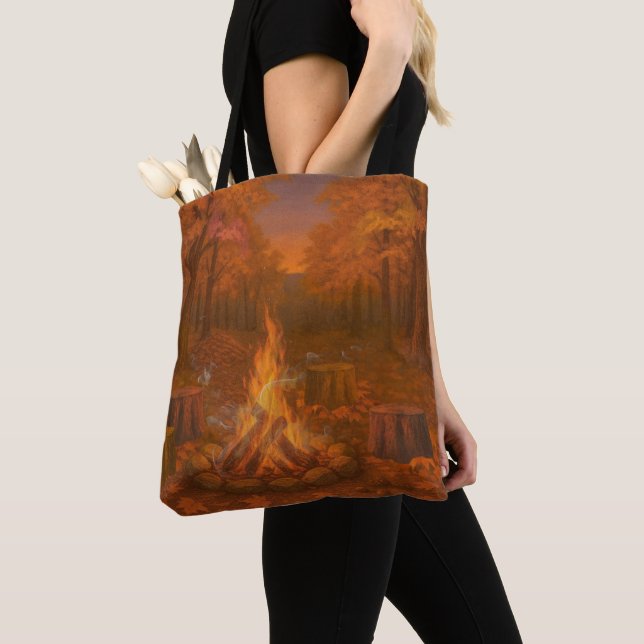 Autumn Twilight Bonfire Tote Bag (Close Up)