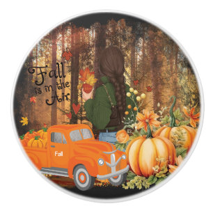 Autumn Vibes, A Car Loaded With Pumpkin Ceramic Knob