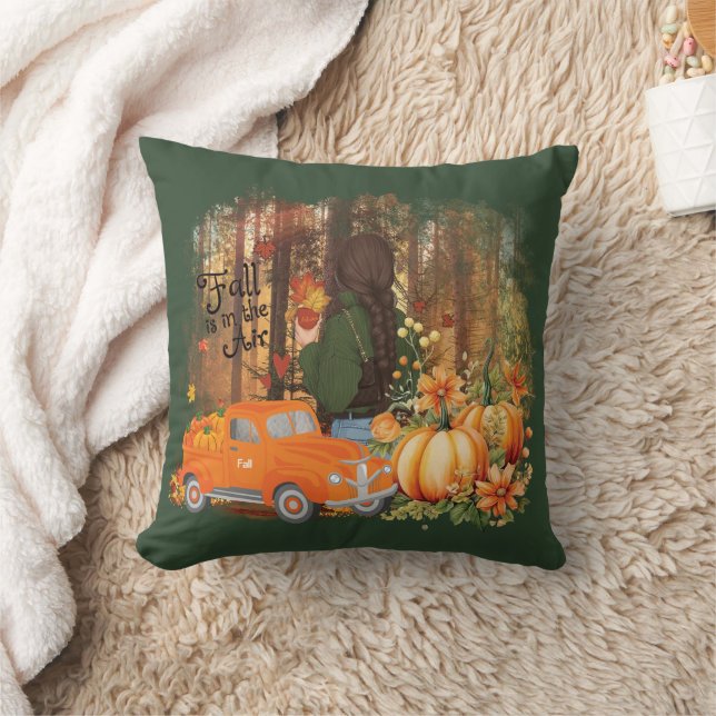 Autumn Vibes, A Car Loaded With Pumpkin Cushion (Blanket)