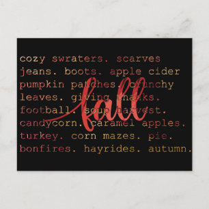 Autumn Vibes Calligraphy Postcard