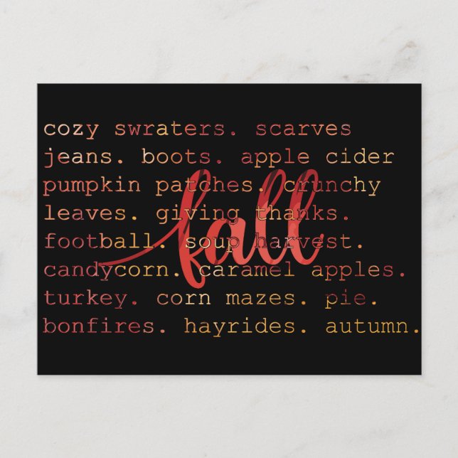 Autumn Vibes Calligraphy  Postcard (Front)