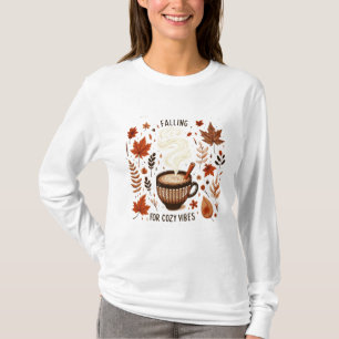 Autumn Vibes Coffee, Leaves & Cosy Fall Aesthetic T-Shirt