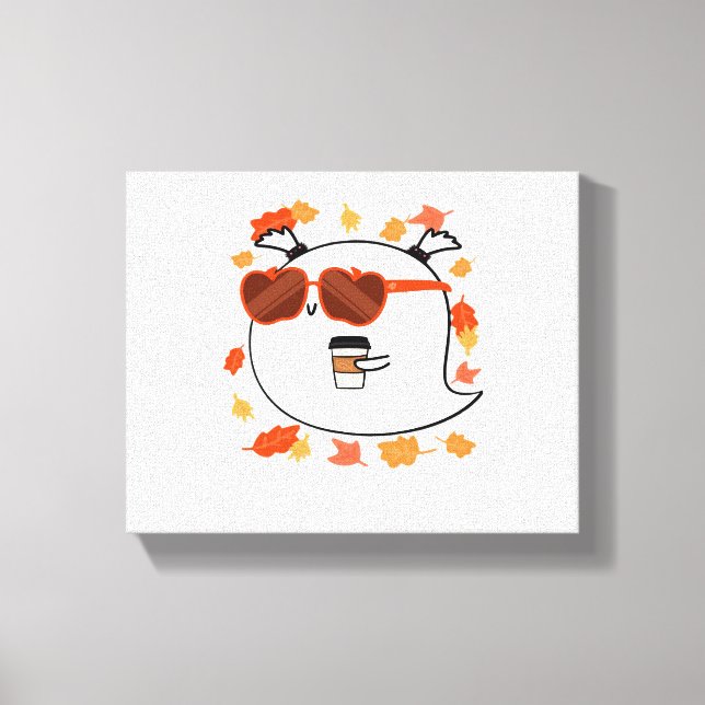 Autumn Vibes Cute Ghost Classic T-Shirt Canvas Print (Front)