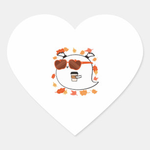 Autumn Vibes Cute Ghost Classic T-Shirt Heart Sticker