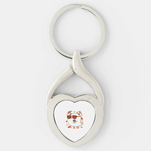 Autumn Vibes Cute Ghost Classic T-Shirt Key Ring (Front)