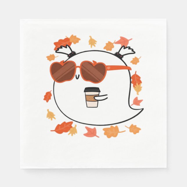 Autumn Vibes Cute Ghost Classic T-Shirt Napkin (Front)
