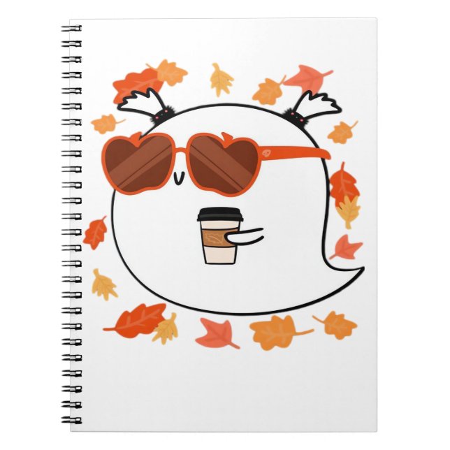 Autumn Vibes Cute Ghost Classic T-Shirt Notebook (Front)