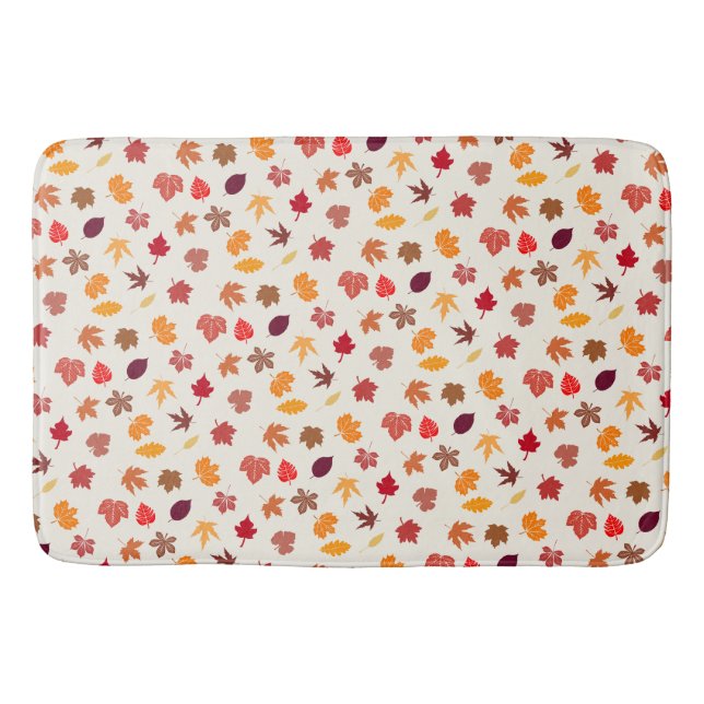 Autumn Vibes Fall Leaves Bath Mat (Front)