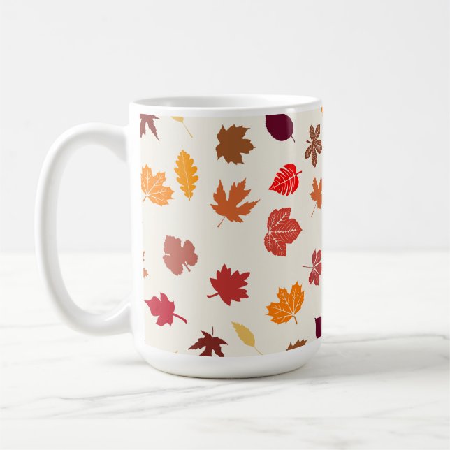 Autumn Vibes Fall Leaves Coffee Mug (Left)