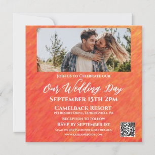 Autumn Vibes-Fall-Photo-Wedding-QR code- Invitation