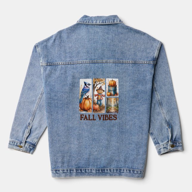 Autumn Vibes Fall Vibes Denim Jacket (Back)
