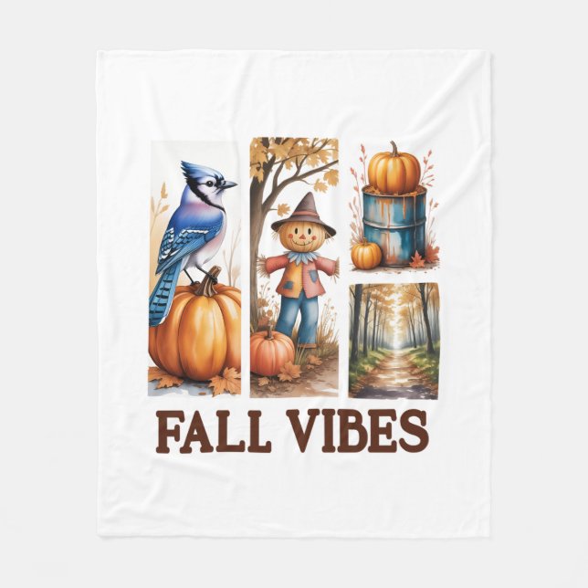 Autumn Vibes Fall Vibes Fleece Blanket (Front)