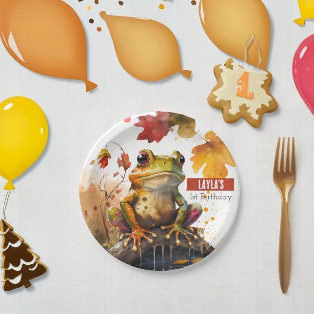 Autumn vibes Frog -  Birthday Party - Paper Plate (Creator Uploaded)