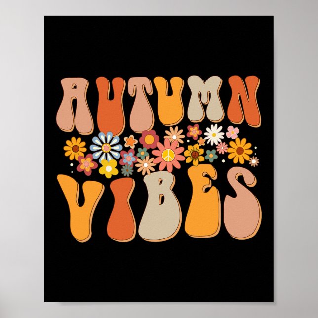Autumn Vibes Groovy Design Fall Lover Thanksgiving Poster (Front)