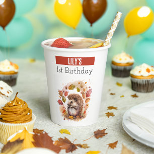 Autumn vibes Hedgehog - 1st birthday - Paper Cups