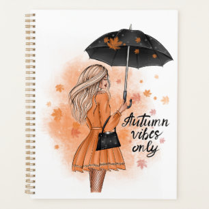 Autumn Vibes Only Fall Fashion Girl Notebook Planner