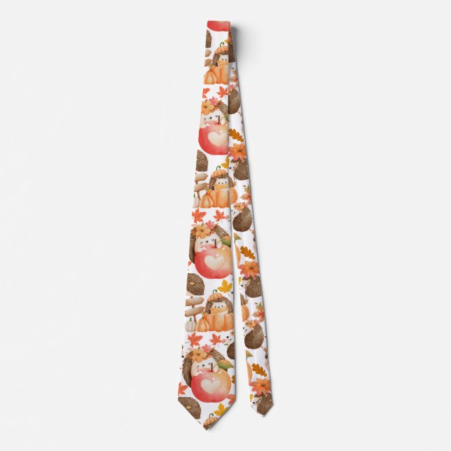 Autumn vibes Pattern Porcupine Tie (Front)