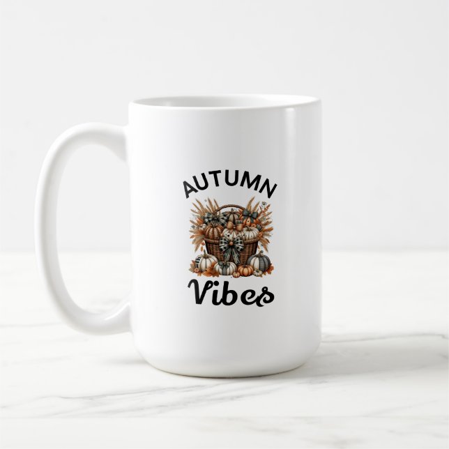 Autumn vibes pumpkin  basket coffee mug (Left)