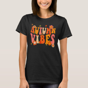Autumn Vibes Retro Groovy Hello Fall  Thanksgiving T-Shirt