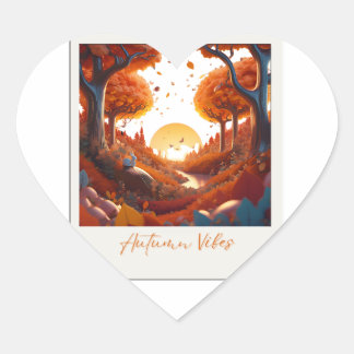 Autumn Vibes Surrealism Heart Sticker