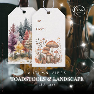 Autumn Vibes Toadstool + Landscape Design Gift Tags