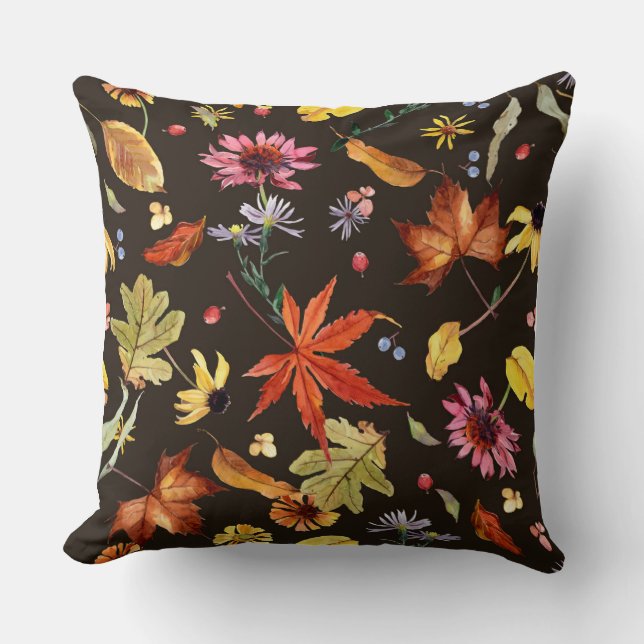 Autumn Vibes Watercolor Cushion (Front)