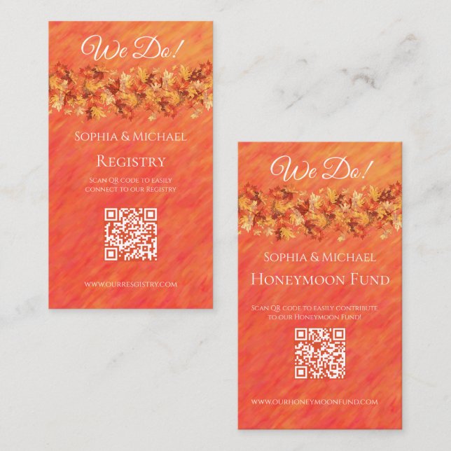 Autumn Vibes-Wedding Rings-Registry- Business Card (Front/Back)