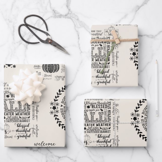 Autumn Vibes Wrapping Papers Wrapping Paper Sheets (Front)