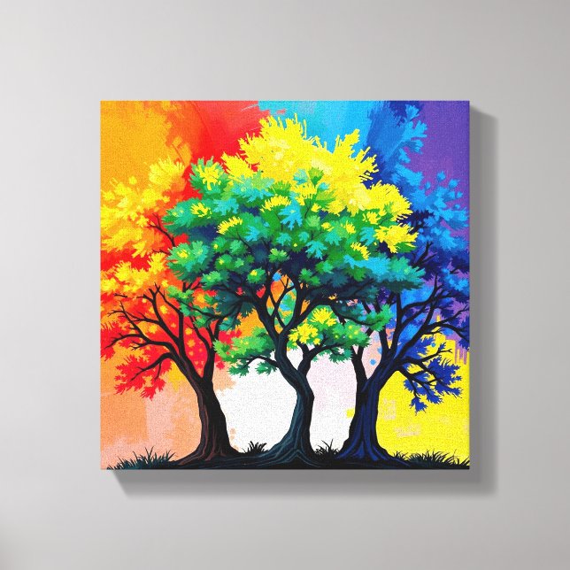 Autumn Vibrant Trees Wall Art 3D Multicolor (Front)