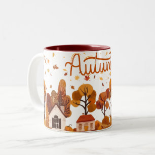 Autumn Village Cosy Foliage Houses Mug