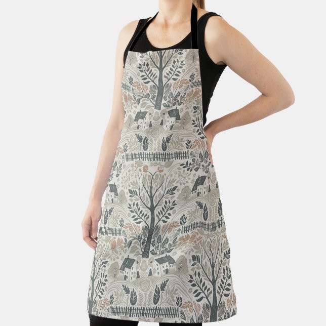 Autumn Village Scene in Fall Colours Apron (Insitu)