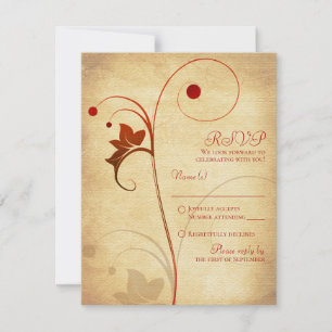 Autumn Vine Berries Wedding RSVP Reply Card