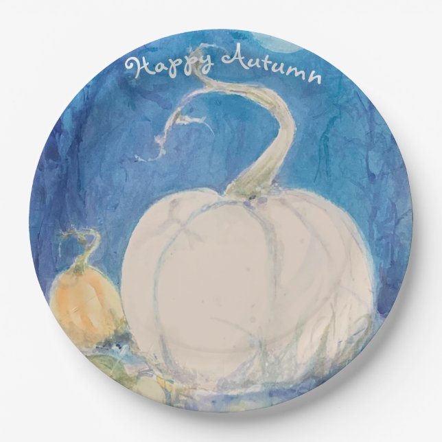 Autumn Vine Pumpkin Patch Maureen Girard Fall Paper Plate (Front)