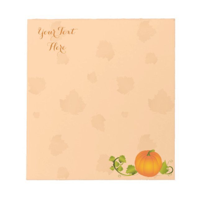 Autumn Vine Pumpkin with Customisable Text Notepad (Front)