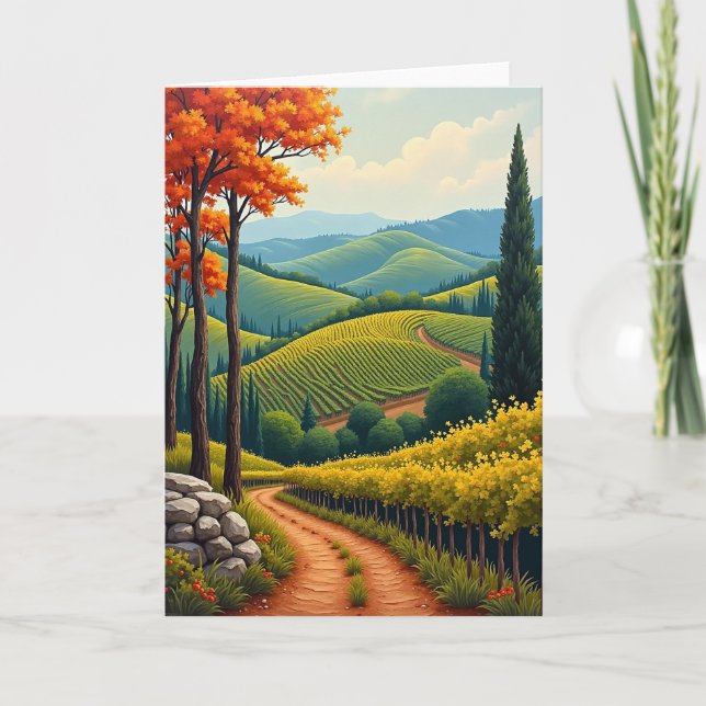 Autumn Vineyard Birthday Card (Front)