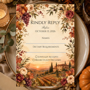 Autumn Vineyard Wedding RSVP Card